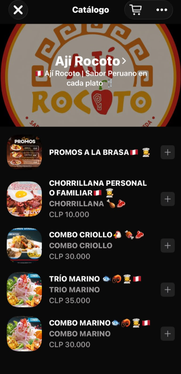 Ejemplo de menú actual del cliente
