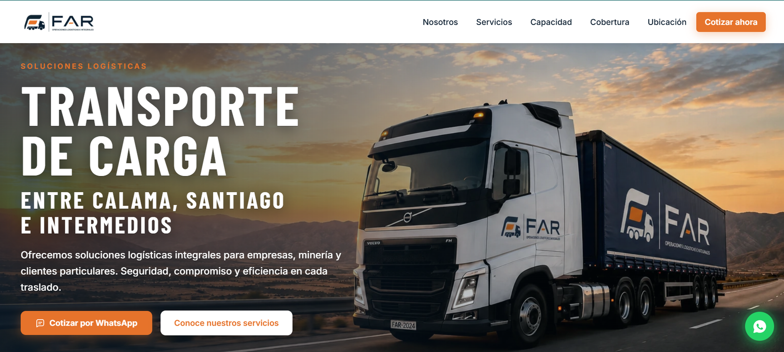 Sitio web Transportes FAR Calama
